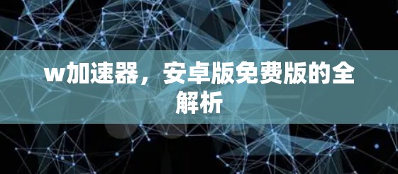 w加速器,安卓版免费版的全解析